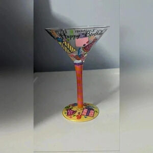 Happy Birthday Hand Painted Top Shelf Martini Glass (New)